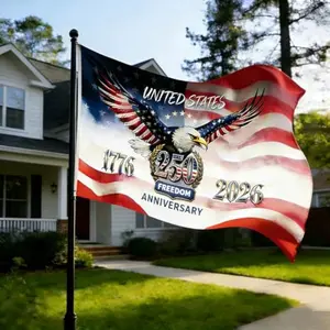 Double Sided 250th Anniversary USA Flag 3x5 Ft Multiple Sizes Optional, 250 Years Birthday Patriotic Banner for Indoor Outdoor Wall Yard Holiday Celebration Decor