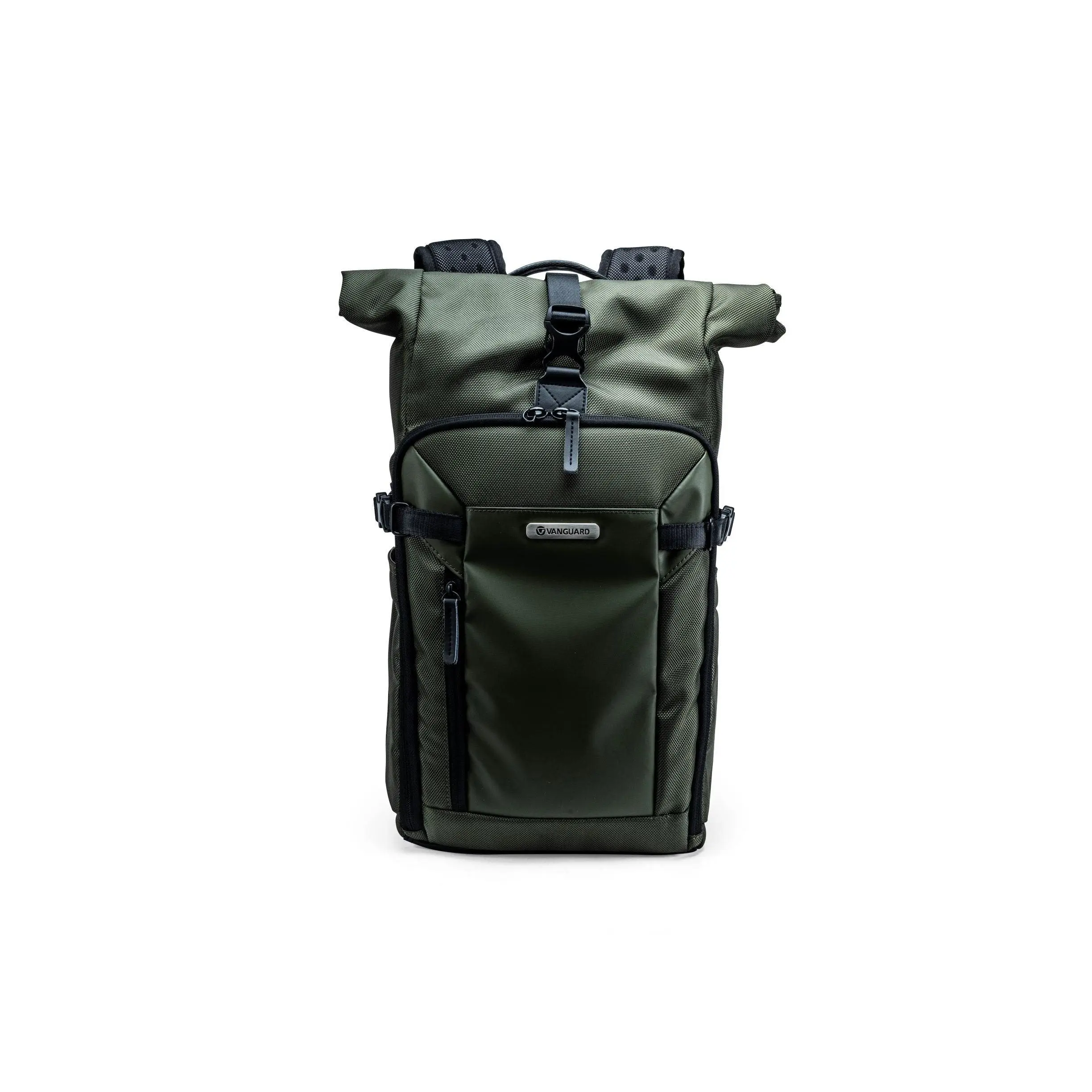 Vanguard VEO SELECT 39RBM Camera Backpack – Green, Roll-Top Design, Front-Opening, Multi-Access, 9.7" Tablet Storage, Tripod Carry