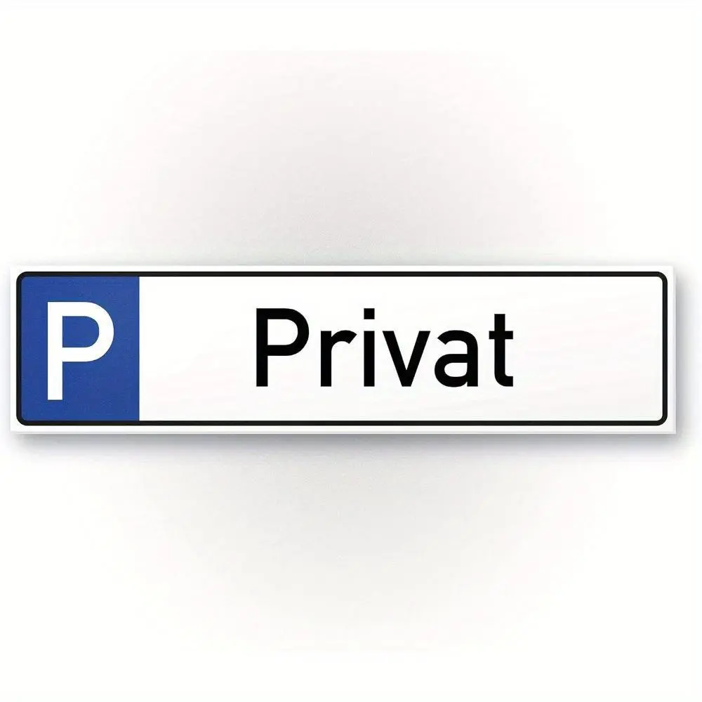 2D Private Parking Sign - 16x4 Inch Iron Metal Plaque with Blue & White Design, Private Parking Reserved, Easy Installation for Home Parking Lots, Private Parking Sign,Durable Metal Sign