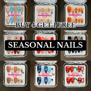 SEASONAL COLLECTION The Nail Empire | 10pcs Press On Nails | Seasonal | Halloween nails | Christmas nails Cute| Glossy | Most Affordable | High Quality |