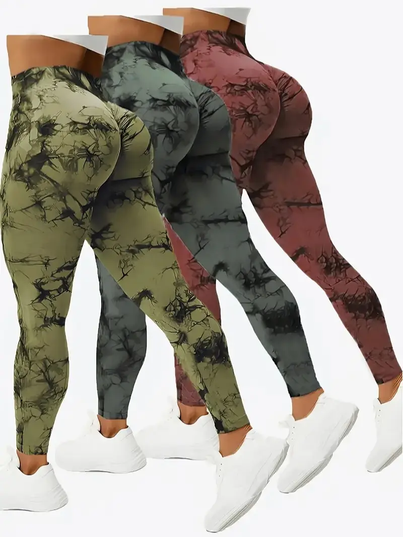 High Waisted Leggings for Women Slim Tummy Control Printed Pants for Running Cycling Yoga