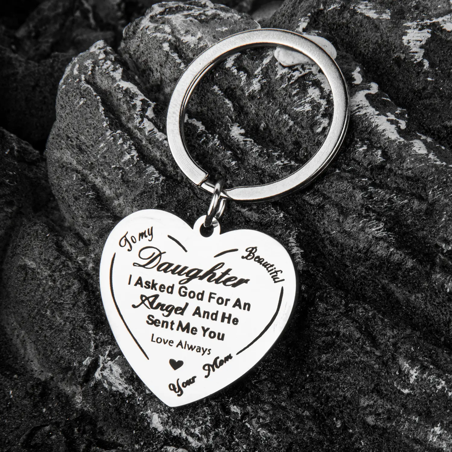 Stainless Steel Name Engraved Keychain Set - 2-Piece Engraved Matching Key Rings with Personalized 'To My Daughter' Message, Ideal Gift for Christmas, New Year, Name Engraved Keychains, Engraved Matching Keychains