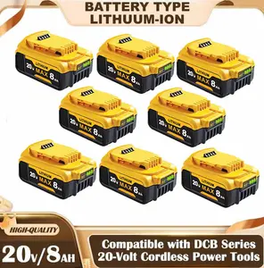 6PACK can solve your electricity problems for more than 2 years 8.0Ah Lithium Battery Replacement Dewalt 20VBattery Lithium lon MAX with ,DCB200DCD/DCF/DCG/DCs Series Dewalt Battery voltreplacement DEWALT FlexVolt Battery Pack