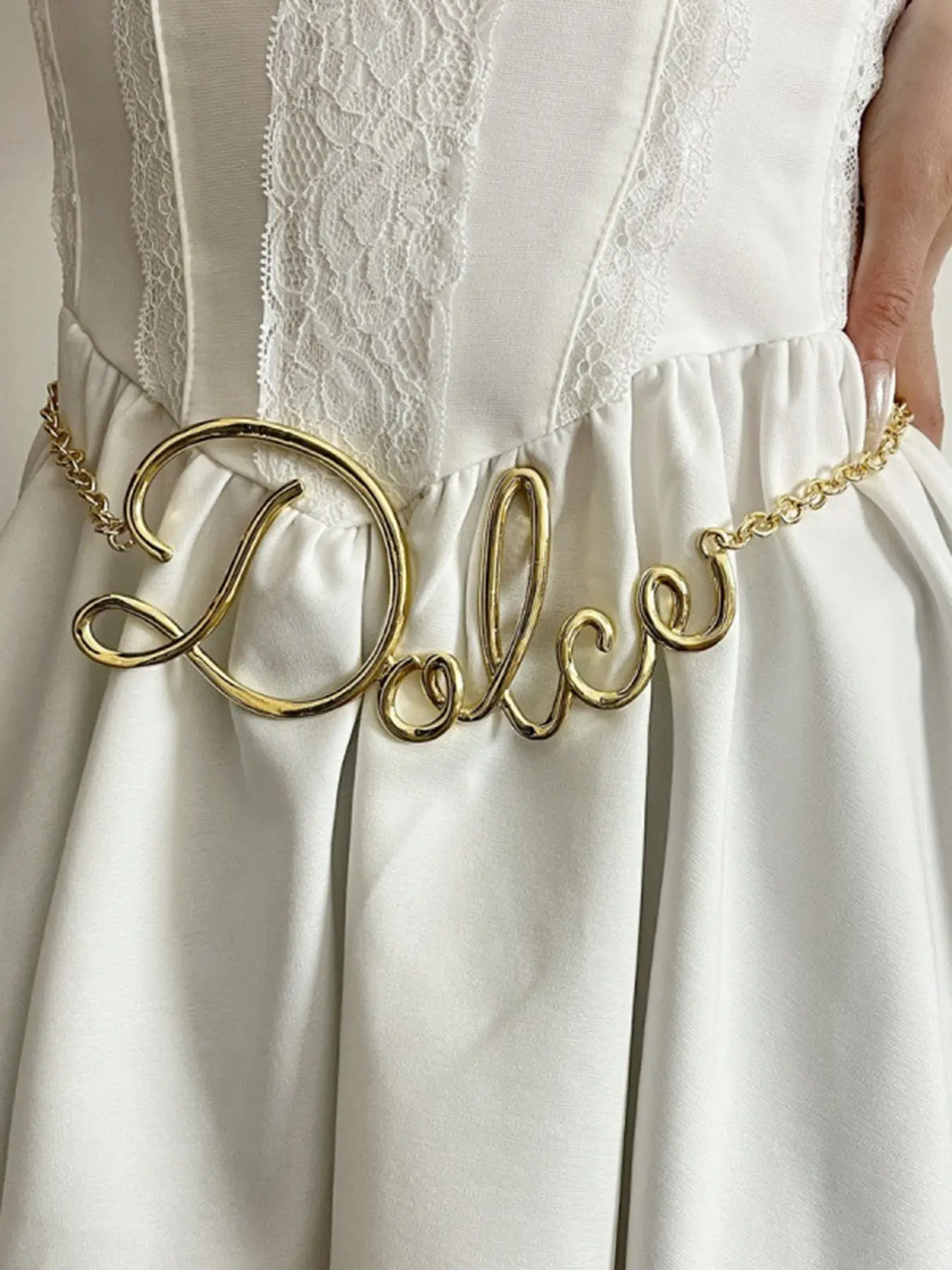 Vintage Bold Letter Metal Chain Waist Belt, Statement Belts, Fashion Sexy Nightclub Body Chain, Boho Style Alloy Waist Chain for Women, Design Belt