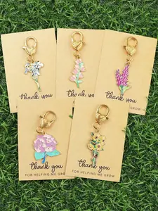 5pcs Bouquet Keychain and Sunflower Keychain Set, Keychain Included, with a Thank You Card, Perfect for Backpacks and Zipper Handles, Gift for Family, Friends, Teacher's Day Gift, or Thank You Gift