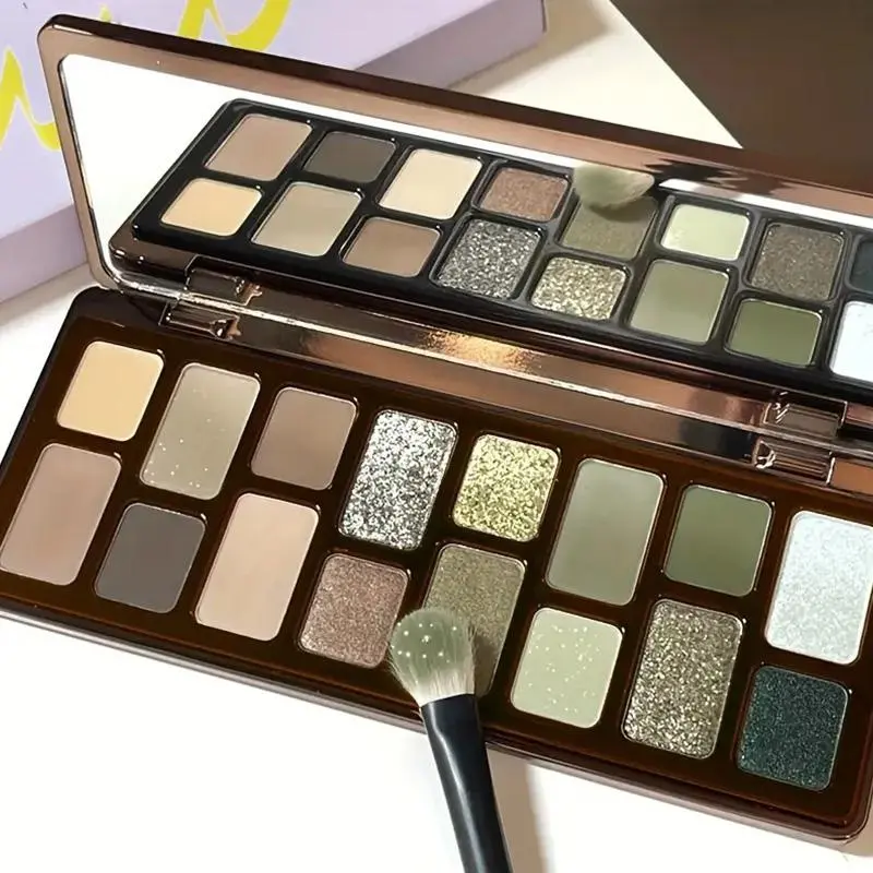 16-Color Eyeshadow Palette, Highly Pigmented Palette, Matte & Glitter Eyeshadow Powder, Blendable Pearlescent Eyeshadow Makeup Powder for All Styles & Occasions Cosmetic Makeup, Beauty Eyeshadows, Matte Shimmer Glitter