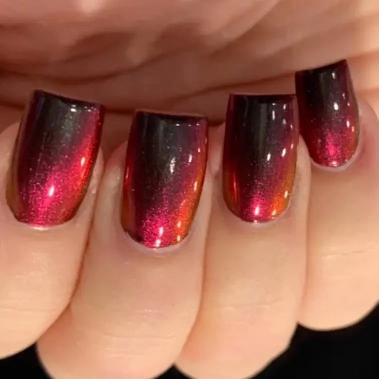 Poker Face - Black and Red Mega Multichrome Oil Slick Colorful Pop Nail Polish Rainbow Indie Galaxy Polish Lacquer Marble Stamping High Gloss  Long-lasting