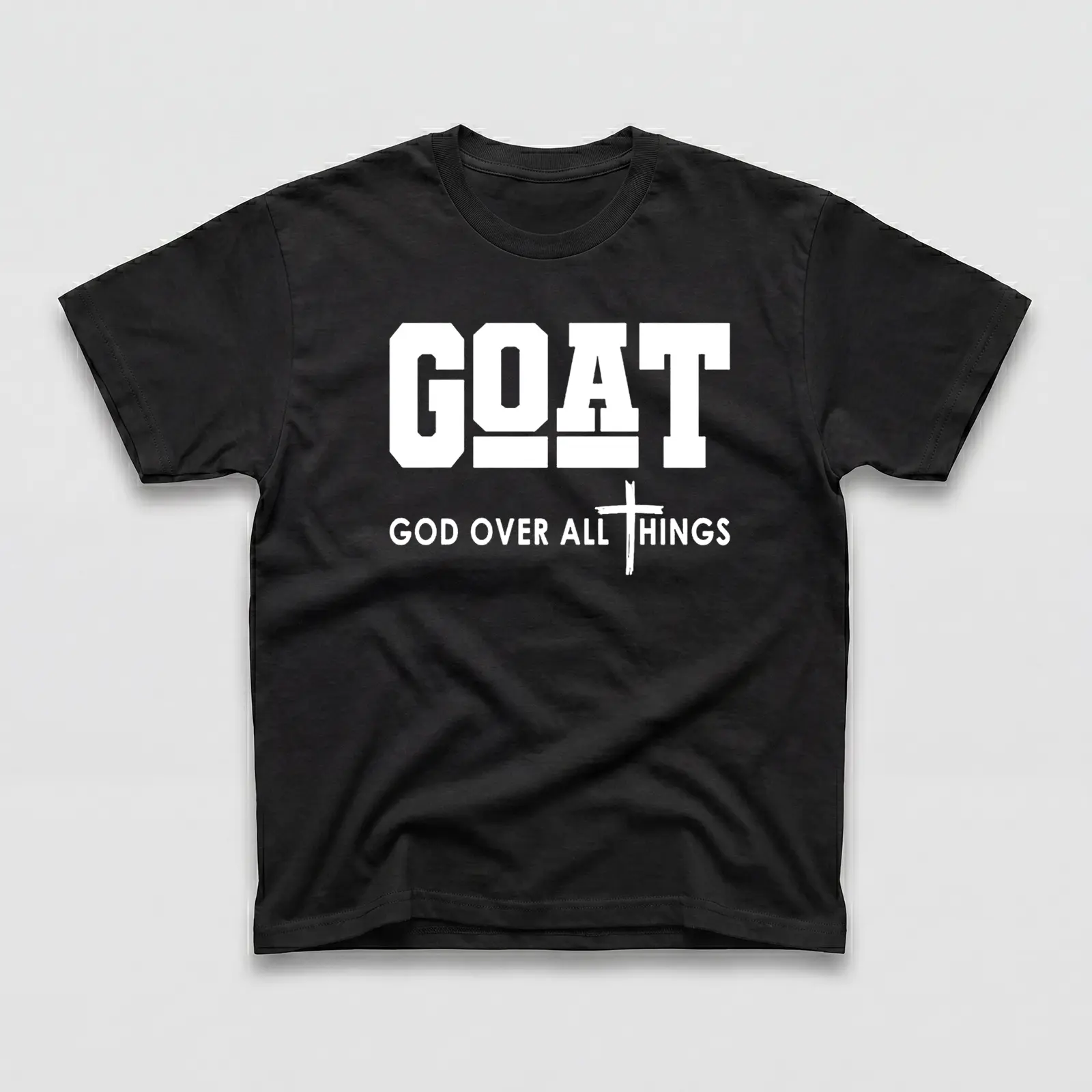 Goat God Over All Things Shirt Casual Style Crew Neck Short Sleeve T-Shirt Tops Trendy for Unisex, Perfect Gift Grey Classic