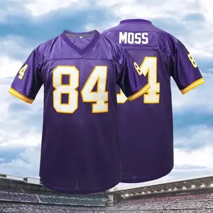 Men's 84 Letter Embroidered American Football Jersey Breathable Soccer Uniform Custom Shirt Classic Retro Mesh Jersey For Adults Jersey Shirts