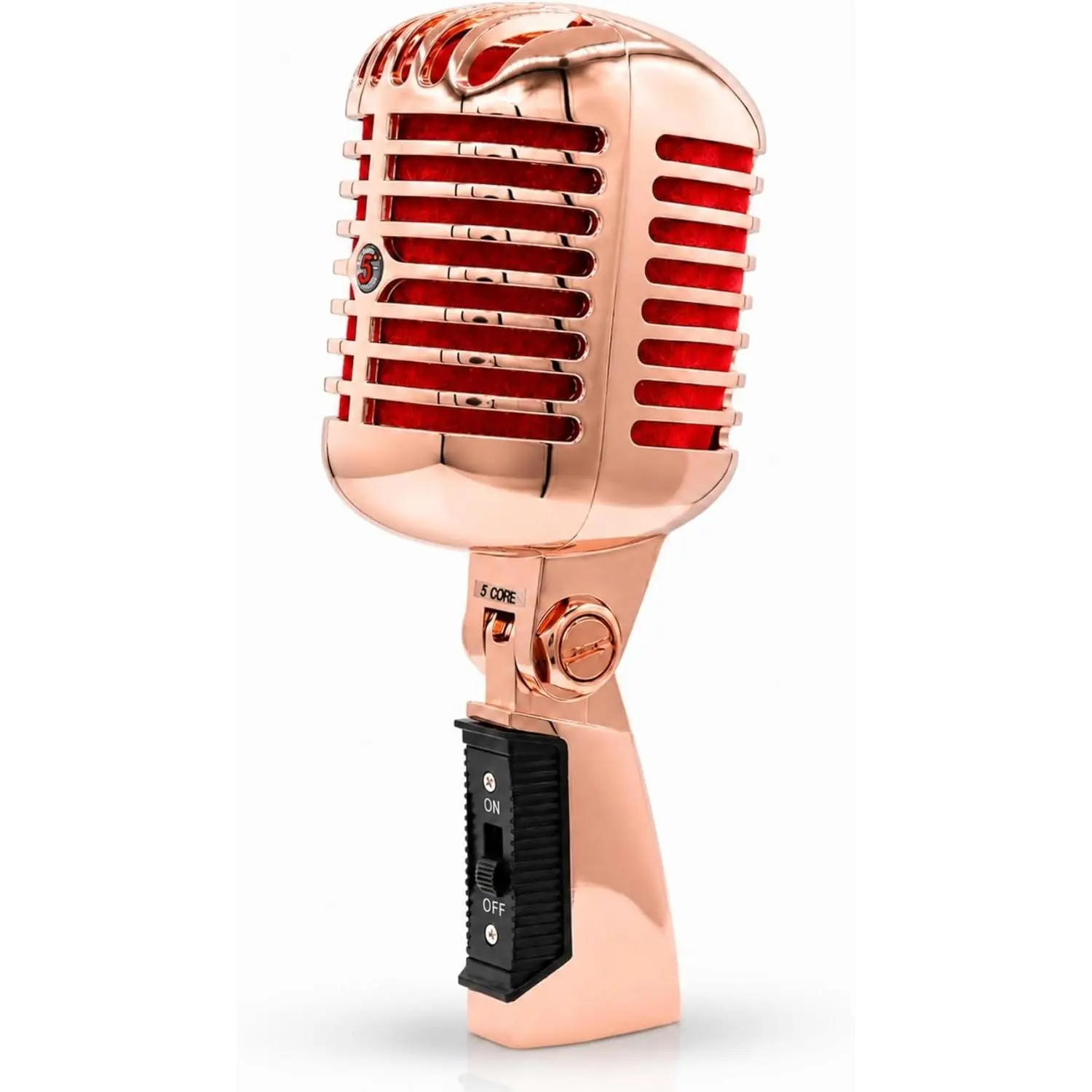 5 CORE Retro Dynamic Vocal Microphone Classic Vintage-Style Supercardioid Mic Rugged Metal Housing Universal Stand Compatible for Live Performance Studio Recording