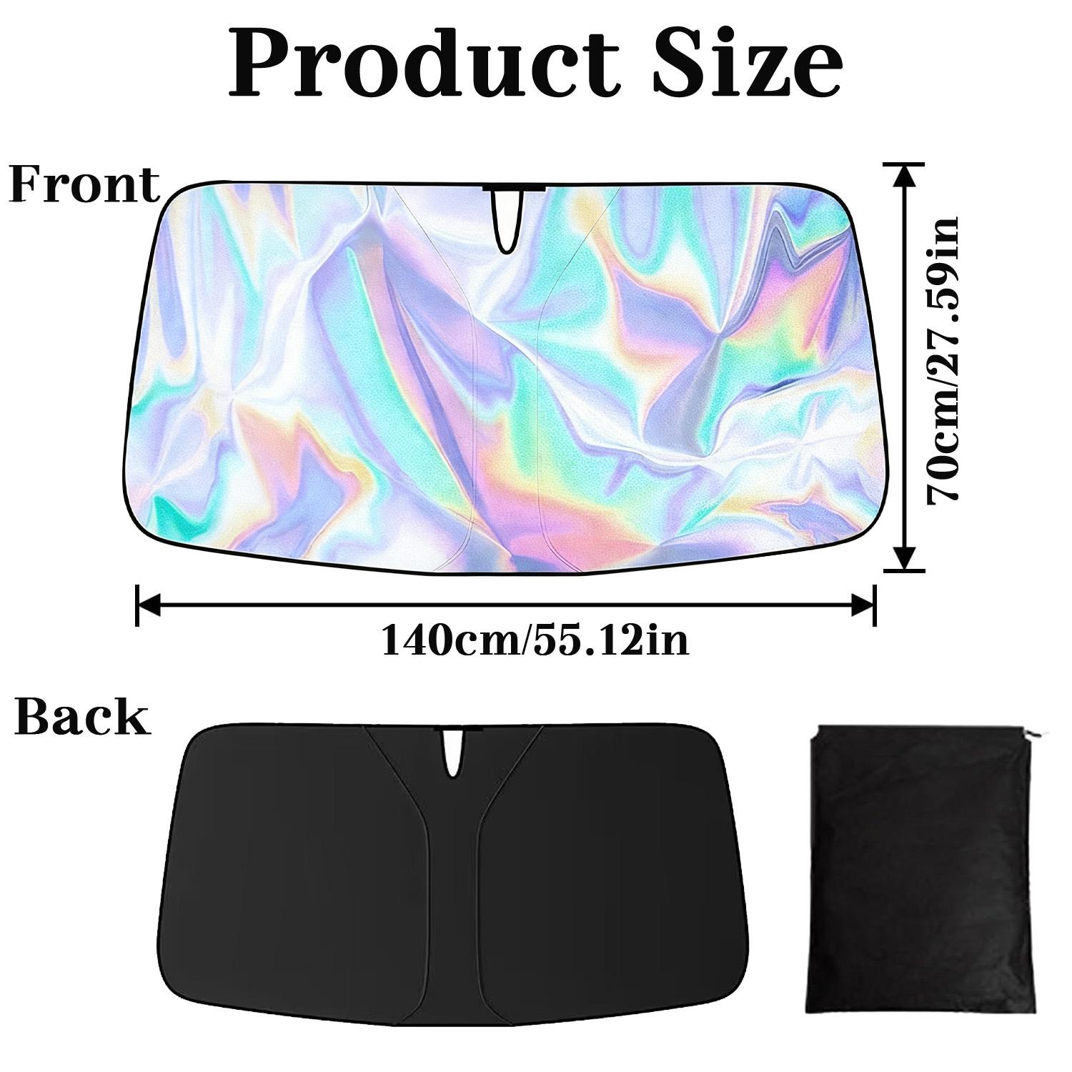 Iridescent Car Windshield Sun Shade, Foldable UV & Heat Blocker, Reflective Protector for Sedan SUV