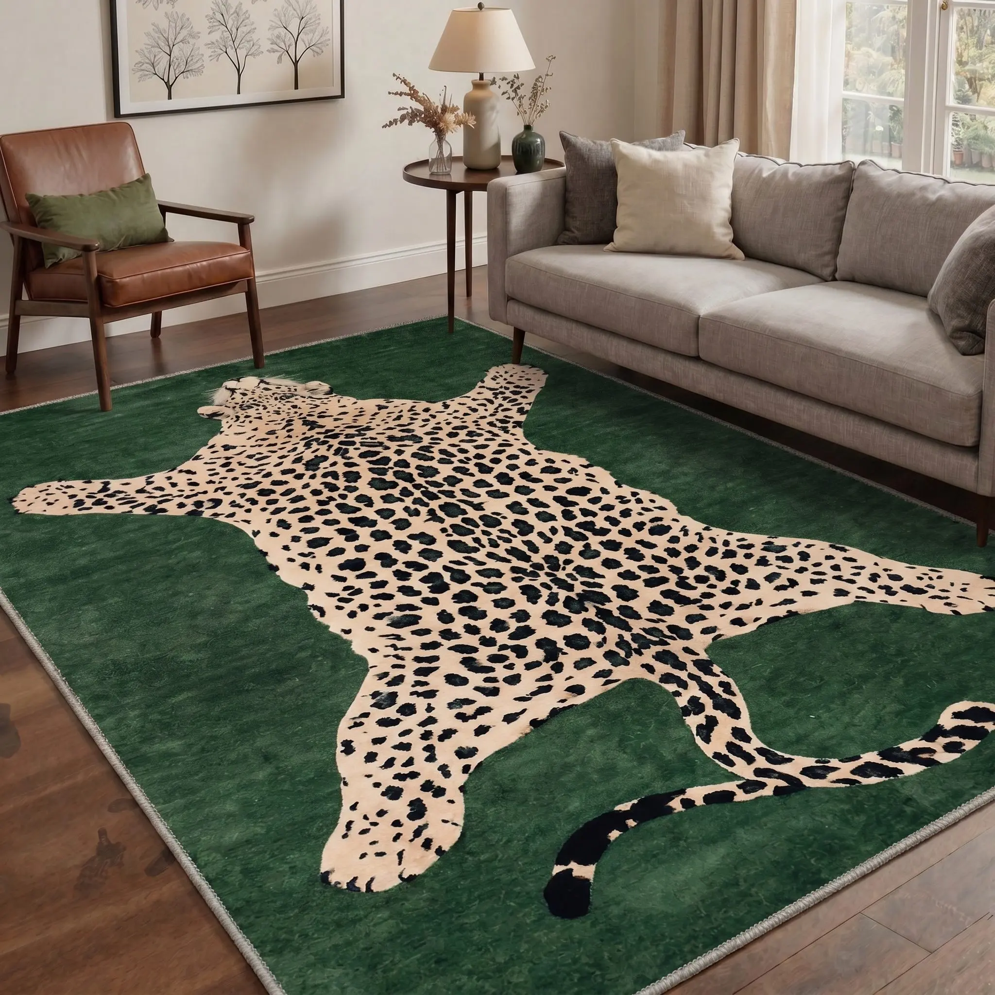 【Deals For You Days】BEIMO Carpet – Soft, Non-Slip, Pet Friendly, Machine Washable Area Rug, Floor Rug Perfect for Living Room, Bedroom, Kitchen, Hallway, Modern Home Decor ,ARN1766-DARK GREEN