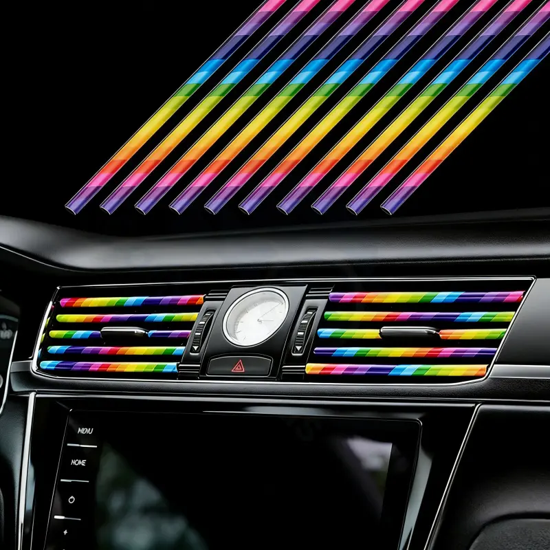 Universal Car Air Vent Trim Strips, 10Pcs U-Shaped Clip-On Interior Car Accessories