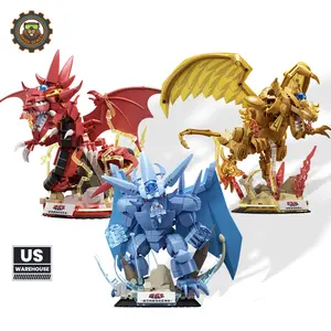 Yu-Gi-Oh! Egyptian Gods Trio Building Set | Obelisk Slifer Ra Anime Brick Collector Figures with LED Nameplates | TCG Fan Gift