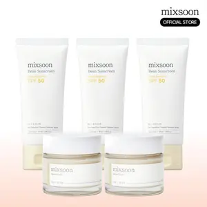 [mixsoon Official] Korean Sunscreen & Bean Cream Bundle (3+2) — SPF 50 Face Sunscreen 50ml + Glass Skin Moisturizer 50ml