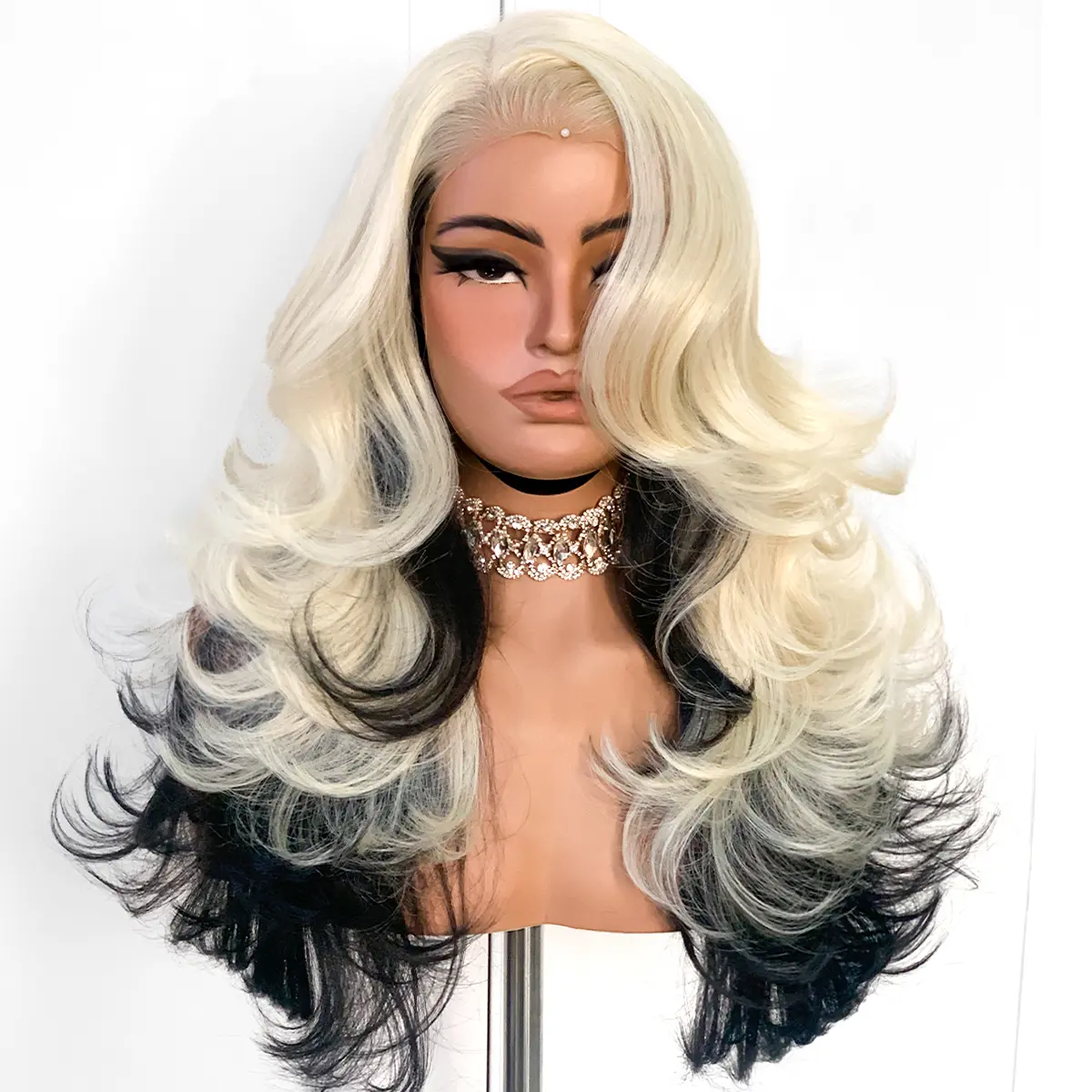 BLACKSWERN Feather Layered Wig Pre Plucked Cutting Style 13x6 Synthetic Lace Front Wig Glueless Natural Hairline Curly Lace Wig Soft Curly Wig Coily Textured Wigs