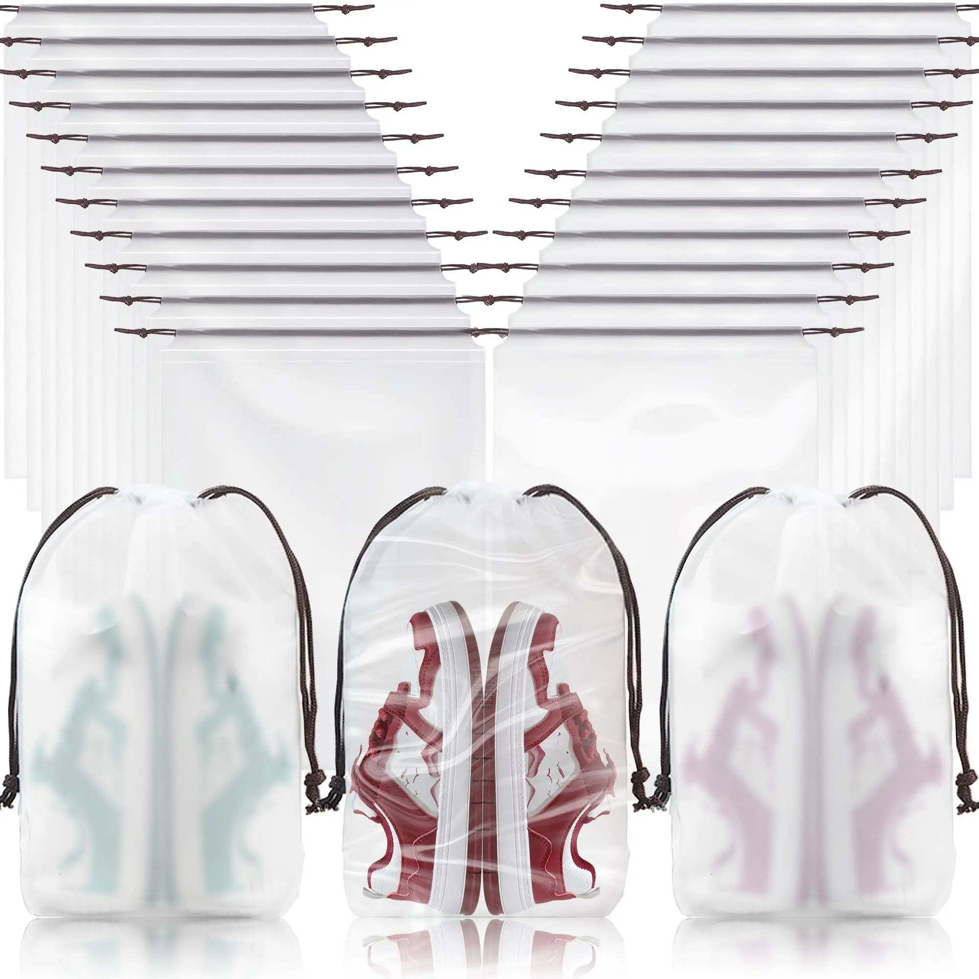 60 Pack Drawstring Bags – 30 Clear + 30 Frosted Muslin Pouches, Multi-Purpose Storage & Gift Bags for Jewelry, Cosmetics, Travel & Organization