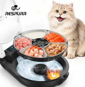 Automatic Pet Feeder Wet Food with 304 Stainless Steel Bowl, Refrigerated Auto Cat Feeder with Semiconductor Cooling, 5 Fresh Meals for 3 Days, Meal Warming Function, Easy to Clean,Programmable Timer Cat Food Dispenser Wired Design, No Batteries Required