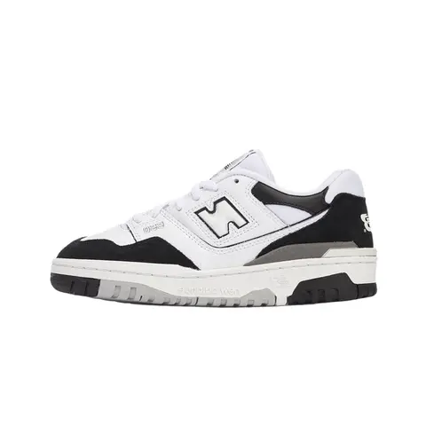NEW BALANCE 550 Women's Classic Leather Breathable Cushioned Trainers - White Black Rain Cloud, Rubber Sole, Lightweight Sporty Trending Women's Shoes for Daily Wear