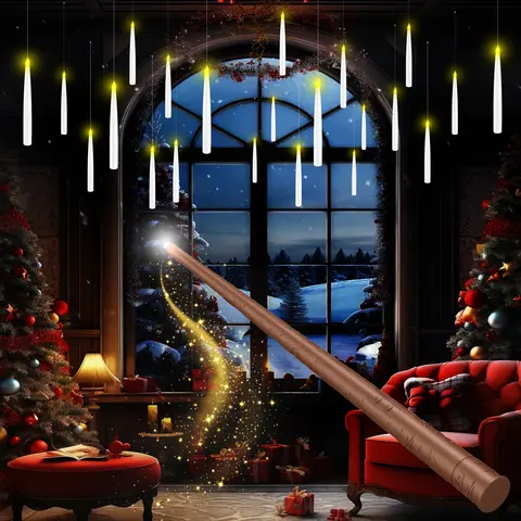 6.6" Floating LED Flameless Light Candles - Battery-Operated Non-Toxic Wall Hanging Home Decor Items, House Accessories with Remote Control, Wand, Magical Whimsical Room Decor for Valentine's Day Home Use, Festive Gift