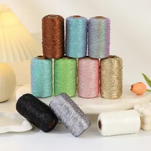 1mm Iridescent Lurex Core-Spun Yarn, Premium Yarn, Shiny Glitter Crochet Thread, Sparkle Metallic Knitting Yarn for DIY Bag Making, Handicrafts & Accessories, Crochet Items