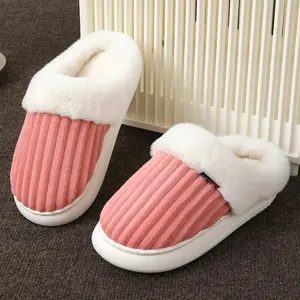 Warm House Slippers for Women Comfy Wool-Like Lined Chenille Slippers with Memory Foam and Indoor Outdoor Soles Round Toe Plain Pattern Cozy Comfortable Footwear