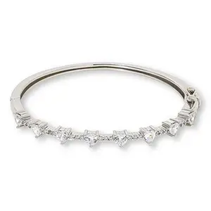 Radiance by Absolute™ Pavé and Prong Heart Cut Hinged Bangle Bracelet