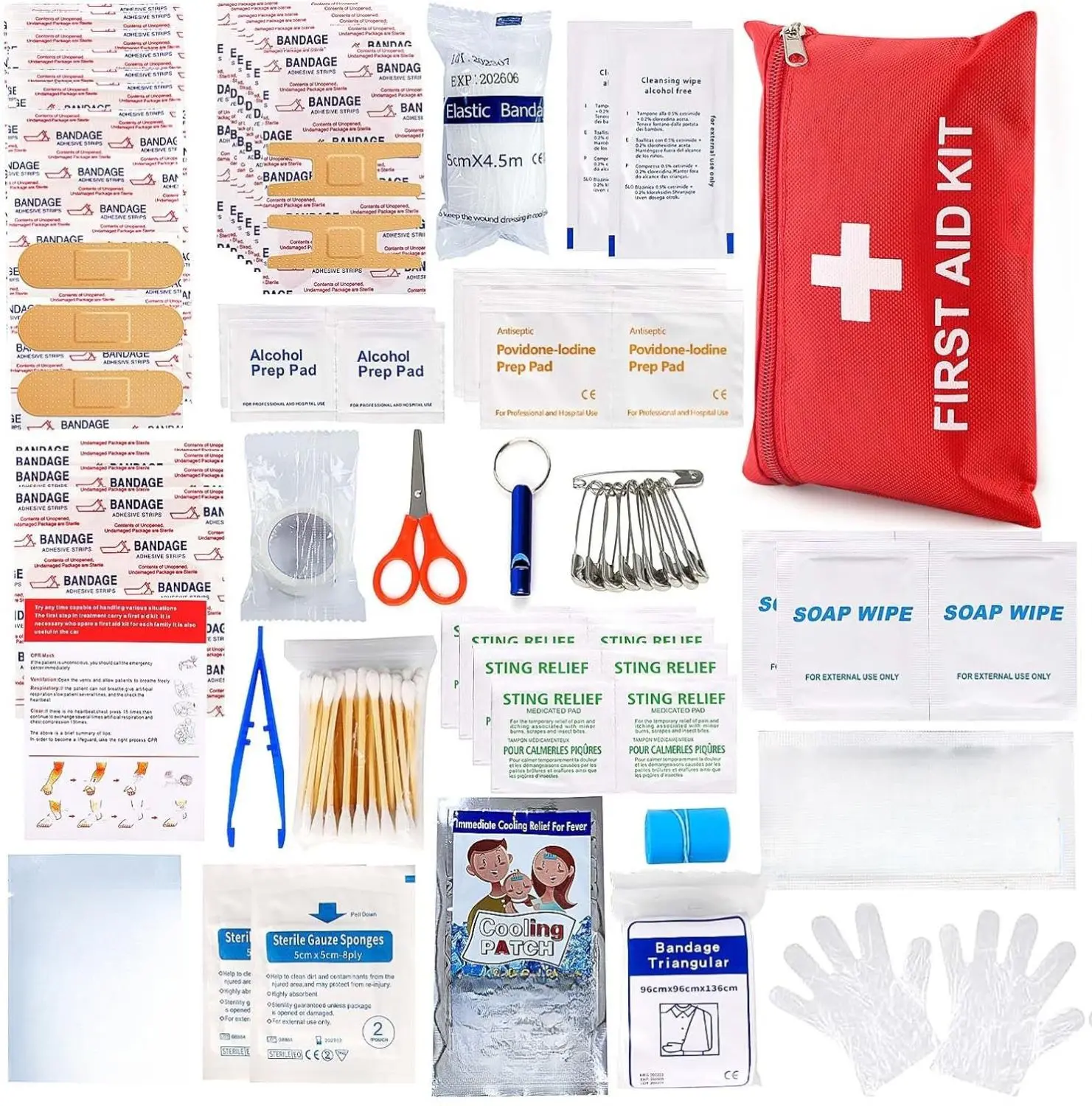 [New Deal] First Aid Kit for Home Car Travel 107 Piece Emergency Kits for Hiking Camping Small Trauma Kit for Boat Vehicle Lightweight Compact Pocket Aid Kit for Sports Outdoor Survival, 107-Pieces