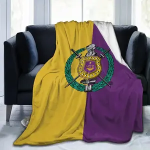 Omega Psi Phi Flannel Blanket Que Dog 1911 Royal Purple Gold Greek Life Soft Warm Throw For Gamer Room Decor Dorm Essential Bed Sofa Home Holiday Gift