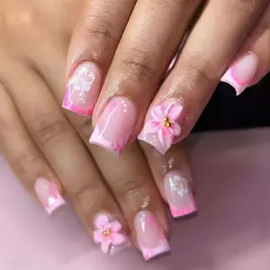 24pcs Sakura Dance Nail Art Set, Easy Wear Gel Nails, Includes Jelly Glue & Nail File, Perfect for Parties, Dancing, Daily Use, Elegant, Feminine, Decoration