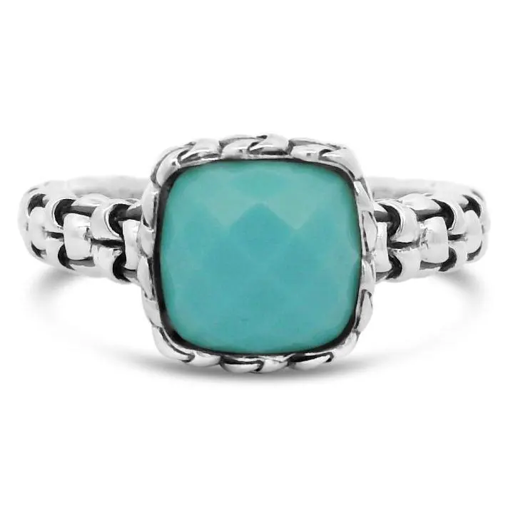 Tiffany Kay Studio Sterling Faceted Turquoise Purl Knit Ring