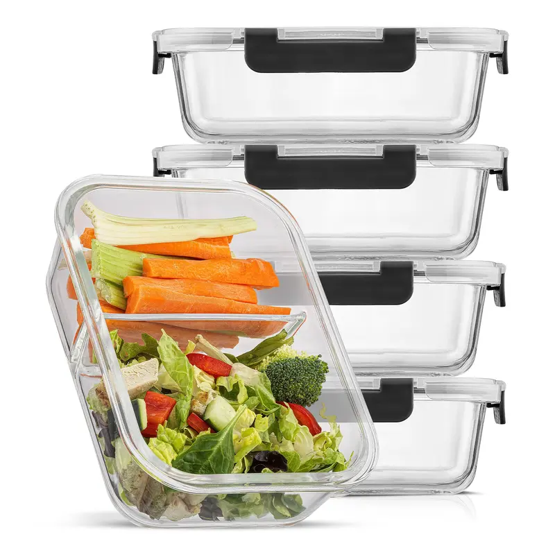 2-Sectional Glass Food Storage Containers