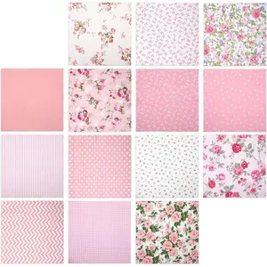 42Pcs Layer Cakes 10x10 Inch Squares for Quilting, Cotton Fabric Squares Pre-Cut 10x10 Inch Layer Cake Fabric Quilting Supplies for Sewing Patchwork(Pink)