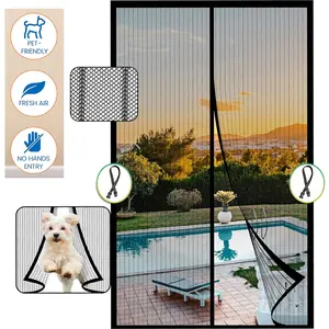Magnetic Screen Door - Heavy-Duty Striped Mesh Door Screen with Magnetic Closure, Compatible with Sliding/Interior Doors, Ideal for Home, Patio, Balcony | Visual Privacy Screen | Home Entryway | No Tools Installation
