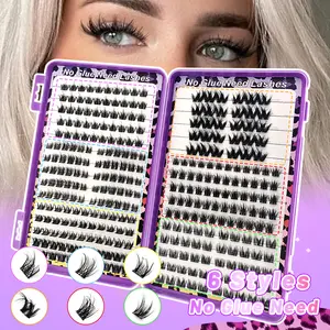 Self Adhesive Eyelash Book, Mixed Styles (6), Dense & Fluffy, Natural Curl, Waterproof, Long-Lasting, Travel-Friendly, Perfect Gift, Volumized False Eyelashes