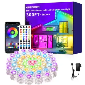 Yocrostar RGB christmas Eave Lights Permanent Outdoor LED Colorful Eaves Light with App Control Remote DIY IP67 Waterproof Under Eave Lighting for House Party Christmas Decorations