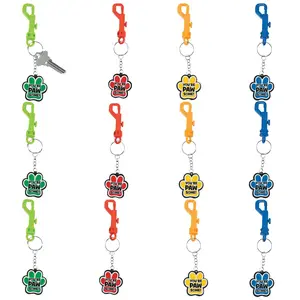Paw Print Motivational Backpack Clip Keychains - 12 Pc.