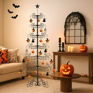 【Summervibes】Lilypelle 6/7 Ft Wrought Iron Christmas Tree Ornament Display Stand, Metal Holder for Hanging Glass Balls, Halloween & Holiday Decorations