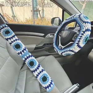 Flower Pattern Car Steering Wheel Cover, Non-slip Car Steering Wheel Protector, Universal Car Interior Decoration Accessories, Car Steering Wheel Insert Accessories, Car Interior Accessory