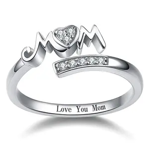 Mother's Day gift - a heart-shaped letter with the word "MOM" engraved on it - a mother's ring in the MOM series. christmas surprise open woman
