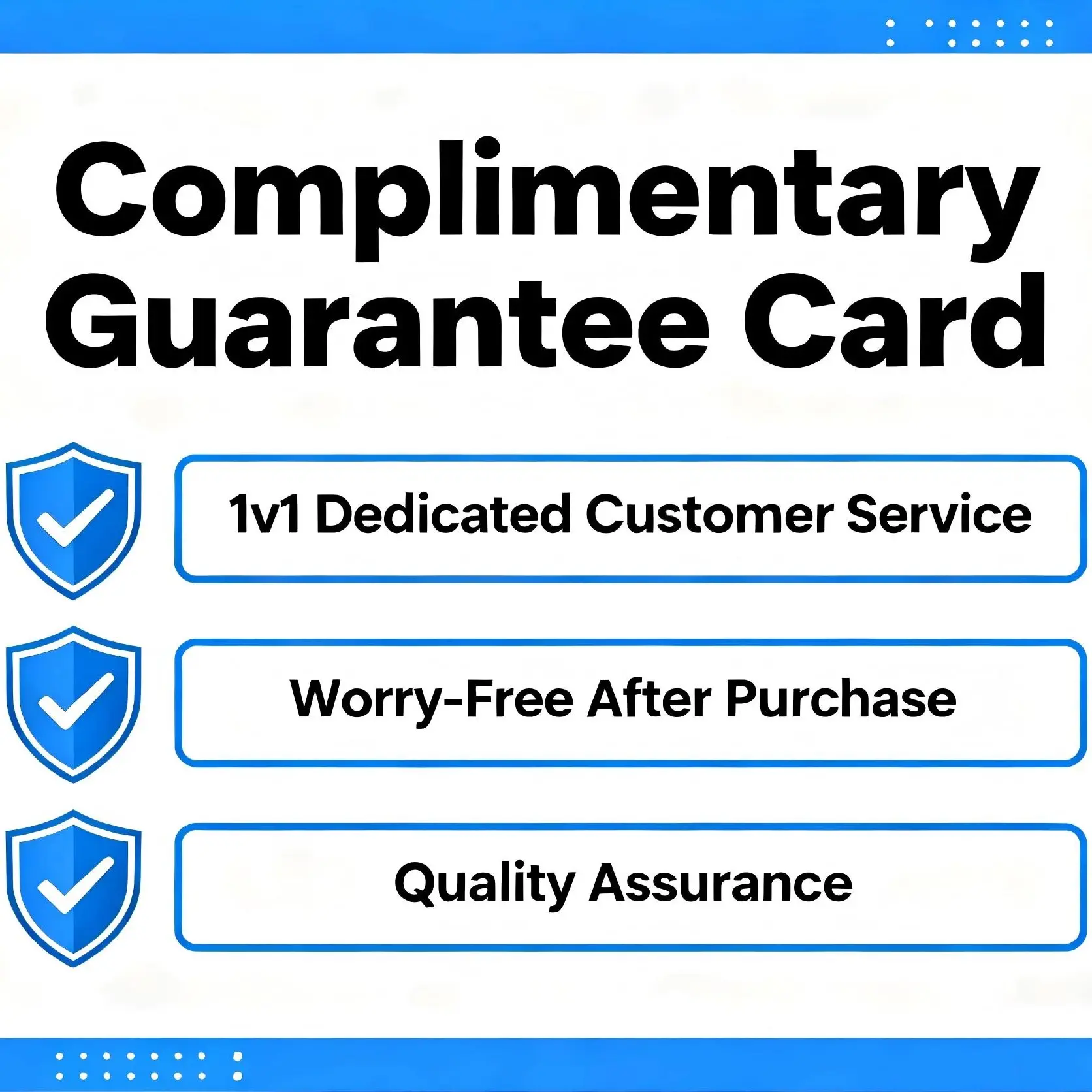 Complimentary After-Sales Worry-Free Card !!!