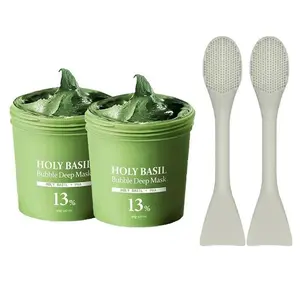 Bubble Deep Mask 13% – K-Beauty Clay Bubble Mask with Sparkling Holy Basil & PHA, Gently Detoxifies Pores and Removes Blackheads, Korean Wash-Off Pack for Clearer Skin, 90g