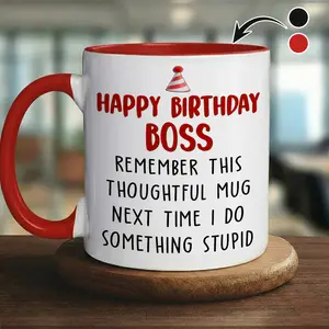 Judywin Talk - Happy Birthday Boss 11oz/15oz Ceramic Coffee Mug – Funny Office Holiday Gift, Thoughtful Employee Present, Appreciation Gift for Boss, Manager, or Mentor, Boss Lady