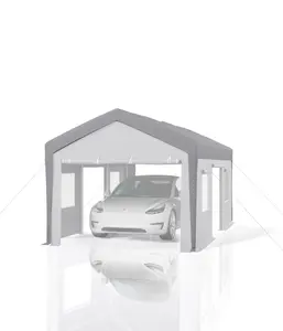 GARVEE 20'x 13'x 11' Windproof Carport Top Replacement Cover Grey Heavy-Duty Garage Top Tent Shelter Tarp Waterproof & UV Protected (Top Cover ONLY, Frame Not Included)