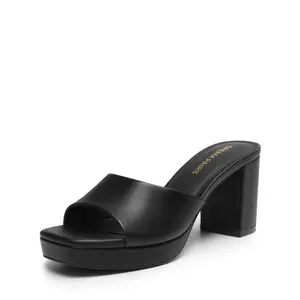 Dream Pairs Women's Y2K Platform Heeled Slide Sandals – Square Toe Slip-on Heels, Cloud-Cushion Insole, Feather-Light Lift, Anti-Slip Chunky Sole, Summer Street Chic,summervibes
