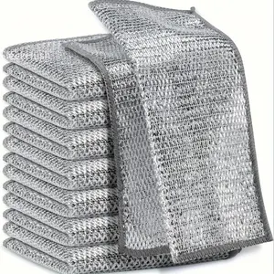 10pcs Mesh Fiber Cleaning Cloth Set - Ultra-Durable, Ultrafine, Scratch-Free, Dry/Wet Clean Compatible for Tableware/Metal Surfaces, Sports & Outdoor Protective Gear Accessory