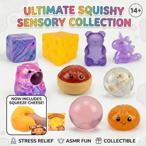7-Piece Ultimate Squishy Blind Box| Mystery Sensory Fidget Toy Bundle with Squeeze Cheese| Slow Rising Stress Relief Party Gifts