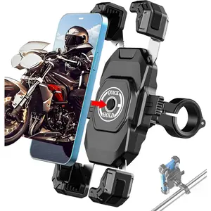 Phone Mount, 1s Lock  Phone Holder, One-Handed Operation  Cellphone Mount with  Alloy Handlebar Mounting Base for Bicycle Scooter, Fit 5.4"-7" Smartphone