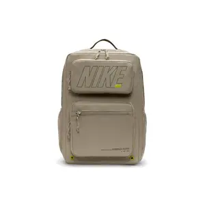 Nike Unisex Utility Speed Logo Print Training Backpack with Air Cushion Straps for Students, Stone Color