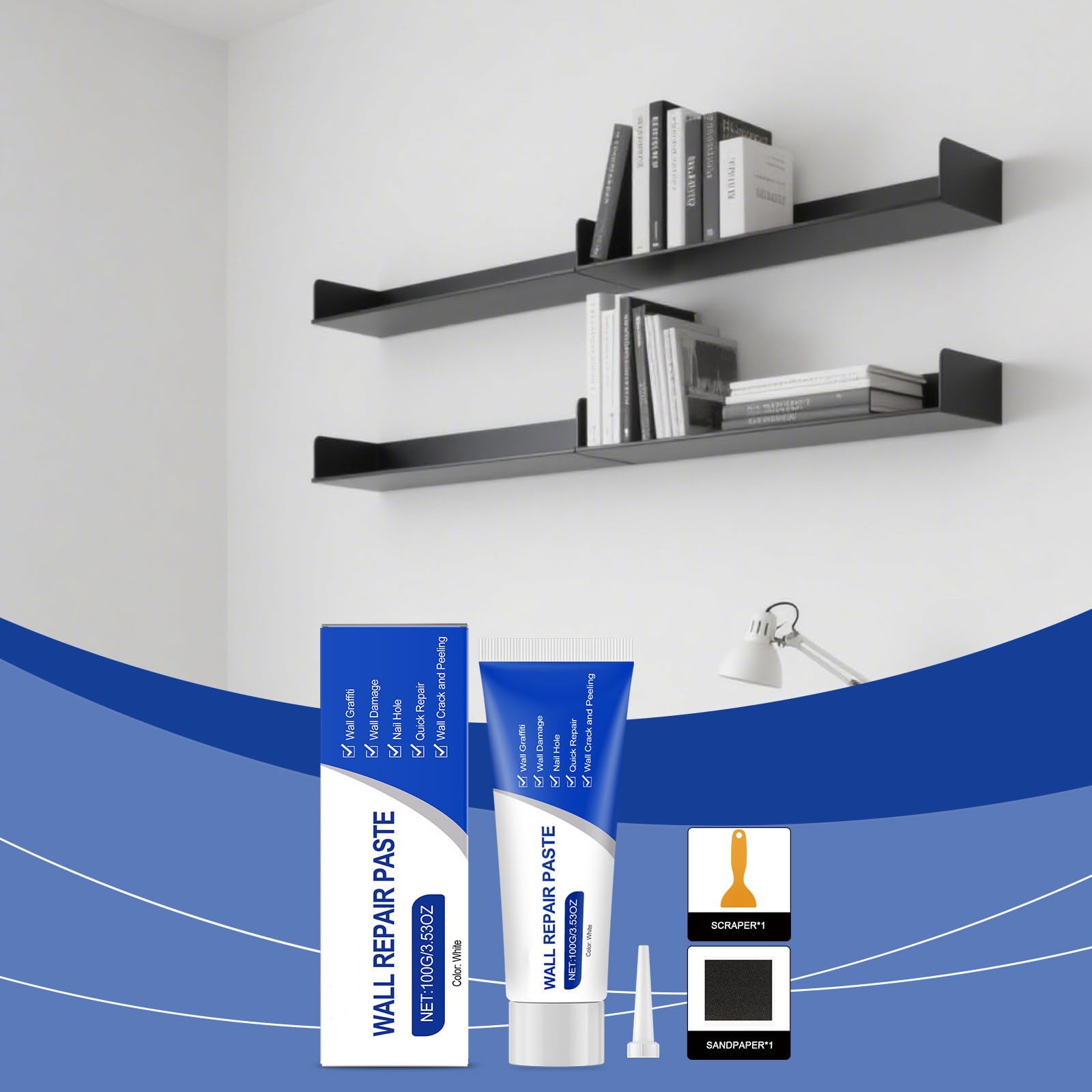 3 PCS Drywall Patch Repair Kit, 2026 New Wall Patch Repair Kit with Scraper, Simple Filling of Wall Holes and Efficient Crack Repair, Drywall Patch Nail Hole Filler for Walls Quick and Easy Solution